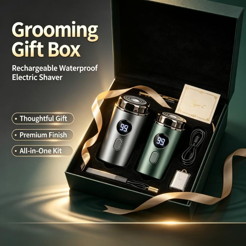 Mens Grooming Box - USB-заряжаемая водонепроницаемая электробритва для мужчин с